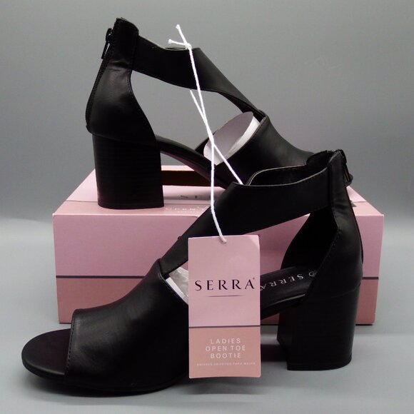 SERRA Women's Size 10 Black Open Toe Bootie Test Worn With Imperfections Damage - Picture 15 of 16